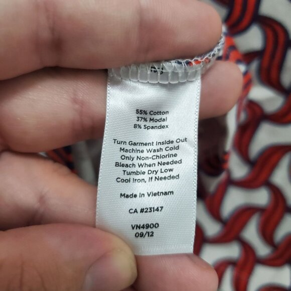 Talbots Women's White Red Abstract Print Modal Blend 3/4 Sleeve Top Size S - Picture 4 of 5